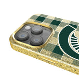 Michigan State University Spartans Plaid Bling Phone Case for Apple iPhone