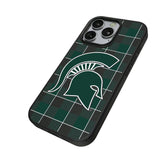 Michigan State University Spartans Plaid MagSafe Compatible Phone Case for Apple iPhone
