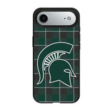 Michigan State University Spartans Plaid MagSafe Compatible Phone Case for Apple iPhone