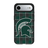 Michigan State University Spartans Plaid MagSafe Compatible Phone Case for Apple iPhone