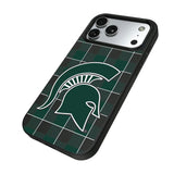 Michigan State University Spartans Plaid MagSafe Compatible Phone Case for Apple iPhone