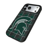 Michigan State University Spartans Plaid MagSafe Compatible Phone Case for Apple iPhone