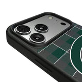 Michigan State University Spartans Plaid MagSafe Compatible Phone Case for Apple iPhone
