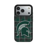 Michigan State University Spartans Plaid MagSafe Compatible Phone Case for Apple iPhone