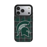 Michigan State University Spartans Plaid MagSafe Compatible Phone Case for Apple iPhone