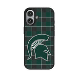 Michigan State University Spartans Plaid MagSafe Compatible Phone Case for Apple iPhone