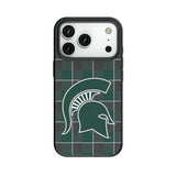 Michigan State University Spartans Plaid MagSafe Compatible Phone Case for Apple iPhone