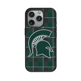 Michigan State University Spartans Plaid MagSafe Compatible Phone Case for Apple iPhone