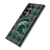 Michigan State University Spartans Plaid MagSafe Compatible Phone Case for Samsung Galaxy