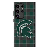Michigan State University Spartans Plaid MagSafe Compatible Phone Case for Samsung Galaxy