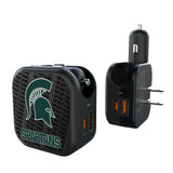 Michigan State University Spartans Text Backdrop 2 in 1 USB A/C Charger