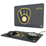 Milwaukee Brewers Linen 15-Watt Wireless Charger and Mouse Pad