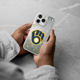 Milwaukee Brewers Linen Glitter Phone Case for Apple iPhone