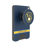 Milwaukee Brewers Personalized Endzone Solid PopSockets MagSafe-Compatible PopWallet+