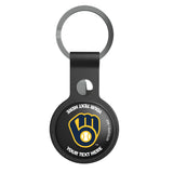 Milwaukee Brewers Personalized Insignia Black Airtag Holder