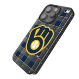 Milwaukee Brewers Plaid Black Bling Phone Case for Apple iPhone