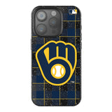 Milwaukee Brewers Plaid Black Bling Phone Case for Apple iPhone