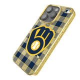 Milwaukee Brewers Plaid Bling Phone Case for Apple iPhone