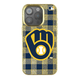 Milwaukee Brewers Plaid Bling Phone Case for Apple iPhone