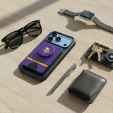 Minnesota Vikings Personalized Endzone Solid PopSockets MagSafe-Compatible PopWallet+