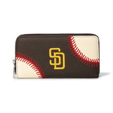 MLB San Diego Padres Baseball Stitch Detail Zip Wallet