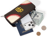 MLB San Diego Padres Baseball Stitch Detail Zip Wallet