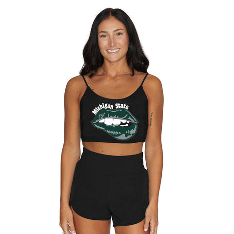 Michigan State Lips Black Spaghetti Tank