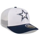 Men's New Era White/Navy Dallas Cowboys 2024 NFL Training Camp 9SEVENTY Trucker Hat