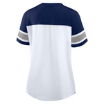 Women's Dallas Cowboys Fanatics White/Navy Athena Rhinestone Lace-Up V-Neck T-Shirt