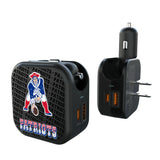 New England Patriots Historic Collection Text Backdrop 2 in 1 USB A/C Charger