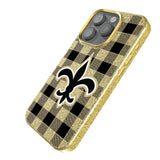 New Orleans Saints Plaid Bling Phone Case for Apple iPhone