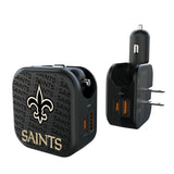 New Orleans Saints Text Backdrop 2 in 1 USB A/C Charger