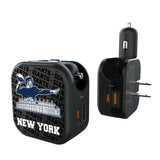 New York Giants 1960-1966 Historic Collection Text Backdrop 2 in 1 USB A/C Charger