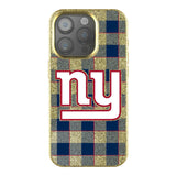 New York Giants Plaid Bling Phone Case for Apple iPhone