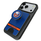 New York Islanders Personalized Endzone Solid PopSockets MagSafe-Compatible PopWallet+