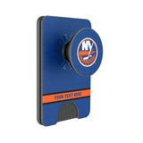 New York Islanders Personalized Endzone Solid PopSockets MagSafe-Compatible PopWallet+
