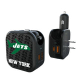 New York Jets 1963 Historic Collection Text Backdrop 2 in 1 USB A/C Charger