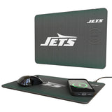 New York Jets Linen 15-Watt Wireless Charger and Mouse Pad