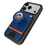 New York Mets Personalized Endzone Solid PopSockets MagSafe-Compatible PopWallet+
