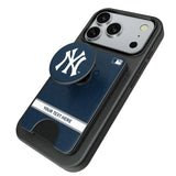 New York Yankees Personalized Endzone Solid PopSockets MagSafe-Compatible PopWallet+