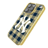 New York Yankees Plaid Bling Phone Case for Apple iPhone