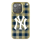 New York Yankees Plaid Bling Phone Case for Apple iPhone