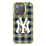 New York Yankees Plaid Bling Phone Case for Apple iPhone