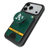Oakland Athletics Personalized Endzone Solid PopSockets MagSafe-Compatible PopWallet+