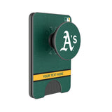 Oakland Athletics Personalized Endzone Solid PopSockets MagSafe-Compatible PopWallet+