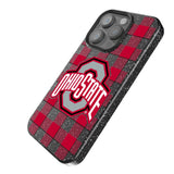 Ohio State University Buckeyes Plaid Black Bling Phone Case for Apple iPhone