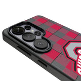 Ohio State University Buckeyes Plaid MagSafe Compatible Phone Case for Samsung Galaxy