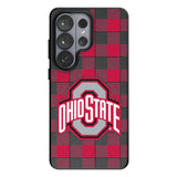 Ohio State University Buckeyes Plaid MagSafe Compatible Phone Case for Samsung Galaxy