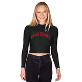 Ohio State OSU Buckeyes Black Mock Neck Top