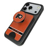 Philadelphia Flyers Personalized Endzone Solid PopSockets MagSafe-Compatible PopWallet+